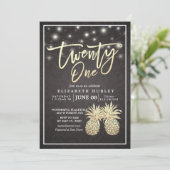 21 Ananas Chic Black Gold Pineapple Couple van Bir Kaart (Staand voorkant)