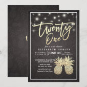 21 Ananas Chic Black Gold Pineapple Couple van Bir Kaart (Voorkant / Achterkant)