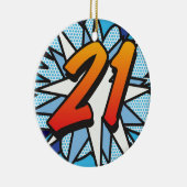 21 Birthday Fun Retro Comic Book Keramisch Ornament (Rechts)