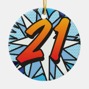 21 Birthday Fun Retro Comic Book Keramisch Ornament