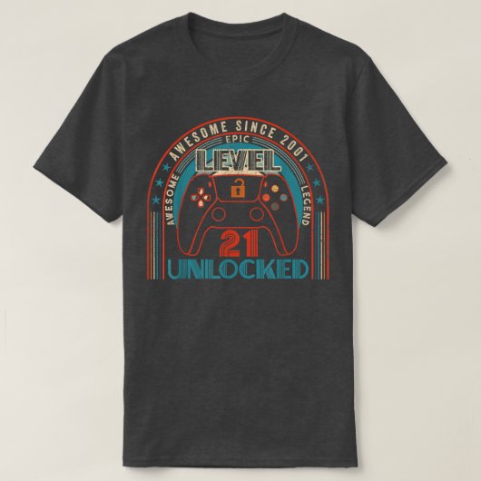 21 Birthday Gifts Level 21 Unlocked 21 Year Old  T-shirt (Design voorkant)