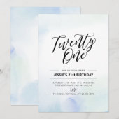 21 blauwe Waterverf 21 ste verjaardag Kaart (Voorkant / Achterkant)