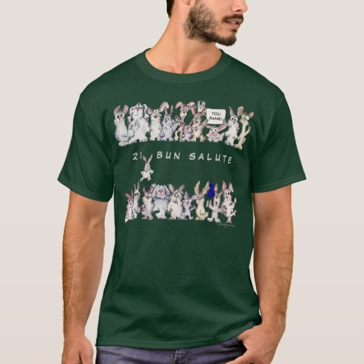 21 Bun Salute Funny Cartoon Rabbits Honor T-shirt (Voorkant)
