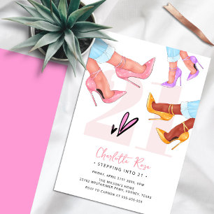 21 chique hoge hakken 21e verjaardag kaart