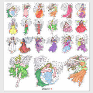 21 contour cut angel stickers
