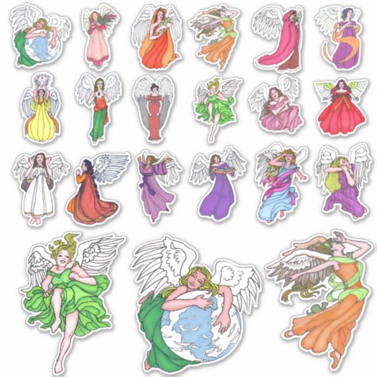 21 Contour gesneden engel stickers (Voorkant)