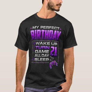 21-daagse gamer 21st verjaardag wakker worden t-shirt
