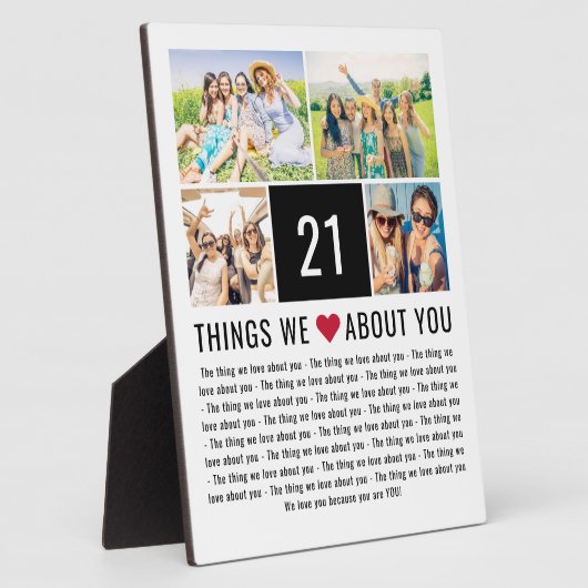 21 dingen waar we van houden | 21e verjaardag fotoplaat (Zijkant)