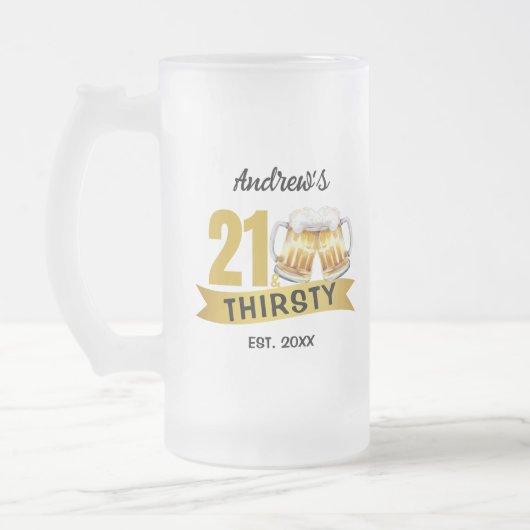 21 & DORSTIG-21E VERJAARDAG MATGLAS BIERPUL (Links)