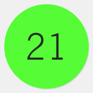 21 Eenentwintig Neon Green Custom Age Color 2023 Ronde Sticker