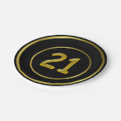 21 Eenentwintig verjaardag, zwart en goud Papieren Bordje (Gekanteld)
