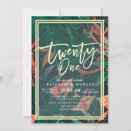 21 eenentwintigste verjaardag Tropische bloemen Kaart (Voorkant)