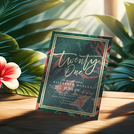 21 eenentwintigste verjaardag Tropische bloemen Kaart