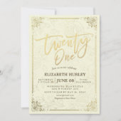 21 Elegant Manuscript Gold Floral Lijst op feestda Kaart (Voorkant)