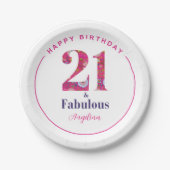 21 en Fabulous 21st Verjaardag Papieren Bordje (Voorkant)