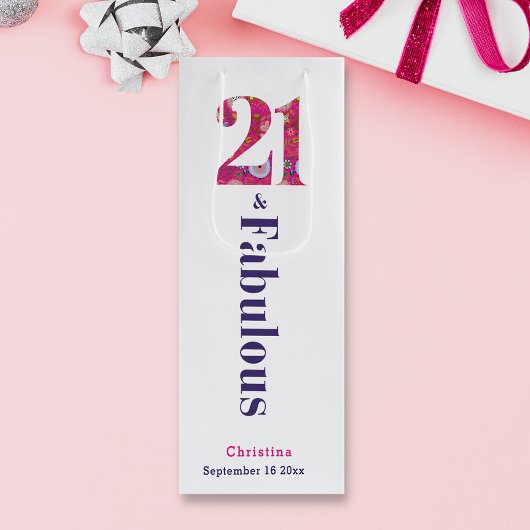 21 en Fabulous 21st Verjaardag Wijn Gift Bag Wijn Cadeautas