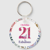 21 en Fabulous 21st Verjaardagscadeau Sleutelhanger (Voorkant)