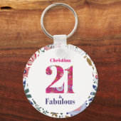 21 en Fabulous 21st Verjaardagscadeau Sleutelhanger (Voorkant)