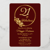 21 en Fabulous 21ste verjaardagsfeest gestempeld Folie Uitnodiging (Voorkant)