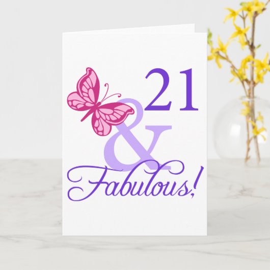 21 en feestdag kaart (Gele Bloem)