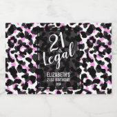 21 en Juridisch Roze Zwart Leopard Custom Mini Likeurfles Etiket (Enkel label)