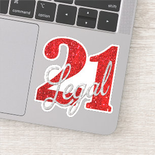 21 en juridische 21ste verjaardag Red and Silver Sticker