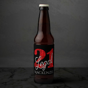 21 en juridische 21ste verjaardag (rood en zwart) bier etiket