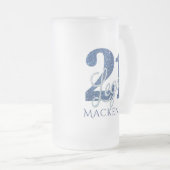 21 en juridische | Blauw 21e verjaardag chique gli Matglas Bierpul (Voorkant rechts)