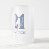 21 en juridische | Blauw 21e verjaardag chique gli Matglas Bierpul (Voorkant links)