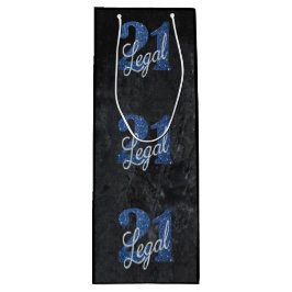 21 en juridische | Blauw 21e verjaardag chique gli Wijn Cadeautas