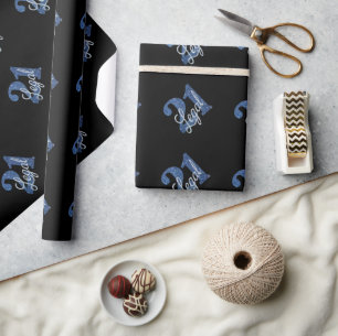 21 en juridische   Blauwe faux glitter 21e verjaar Cadeaupapier