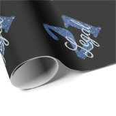 21 en juridische | Blauwe faux glitter 21e verjaar Cadeaupapier (Rol Hoek)