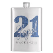 21 en juridische | Blauwe faux glitter 21e verjaar Flacon (Voorkant)