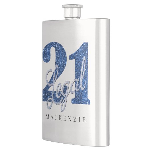 21 en juridische | Blauwe faux glitter 21e verjaar Flacon (Links)