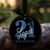 21 en juridische | Blauwe faux glitter 21e verjaar Keramisch Ornament