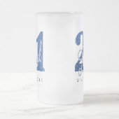 21 en juridische | Blauwe faux glitter 21e verjaar Matglas Bierpul (Center)