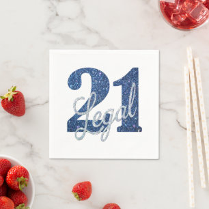 21 en juridische Blauwe faux glitter 21e verjaar Servet