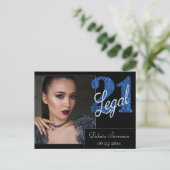 21 en juridische | Blauwe Faux Glitter Dank u Foto Briefkaart (Staand voorkant)