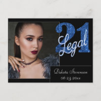 21 en juridische | Blauwe Faux Glitter Dank u Foto