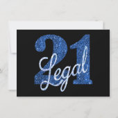 21 en juridische | Blauwe faux glitter foto aanden Kaart (Achterkant)