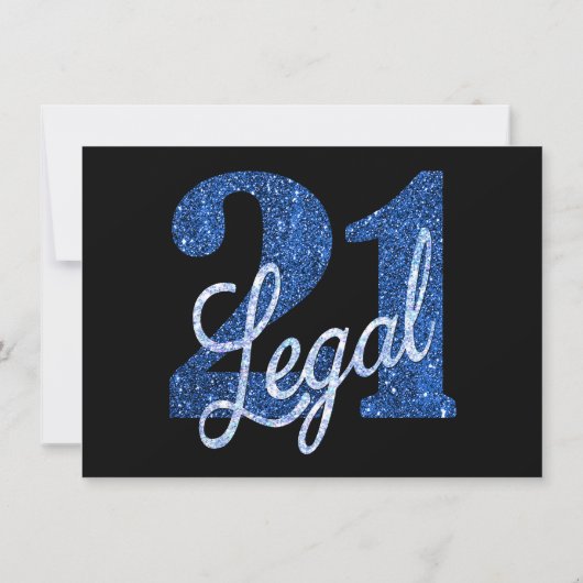 21 en juridische | Blauwe faux glitter foto aanden Kaart (Achterkant)