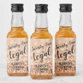 21 en Juridische Blush Roos Gouden Glitter Custom  Likeurfles Etiket (Flessen)