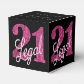 21 en juridische | Fun Pink Faux Glitter 21e verja Bedankdoosjes (Achterkant)