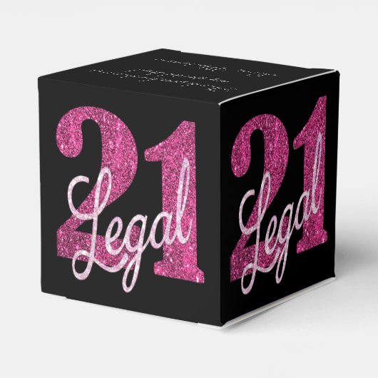 21 en juridische | Fun Pink Faux Glitter 21e verja Bedankdoosjes (Achterkant)