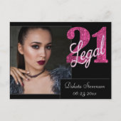 21 en juridische | Fun Pink Faux Glitter 21e verja Briefkaart (Voorkant)