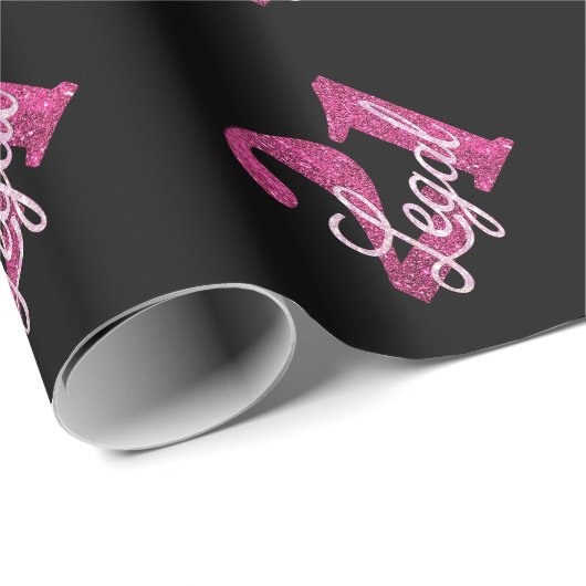 21 en juridische | Fun Pink Faux Glitter 21e verja Cadeaupapier (Rol Hoek)