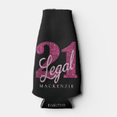 21 en juridische | Fun Pink Faux Glitter 21e verja Flesjeskoeler (Voorkant)