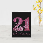 21 en juridische | Fun Pink Faux Glitter 21e verja Kaart (Gele Bloem)