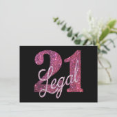21 en juridische | Fun Pink Faux Glitter 21e verja Kaart (Staand voorkant)