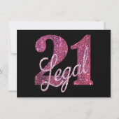21 en juridische | Fun Pink Faux Glitter 21e verja Kaart (Voorkant)